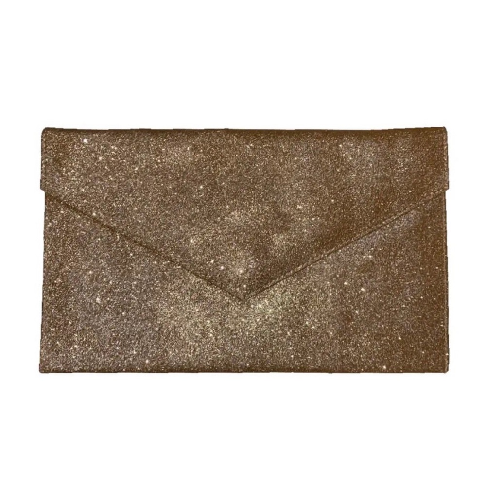 Glitter gold shimmer envelope evening clutch